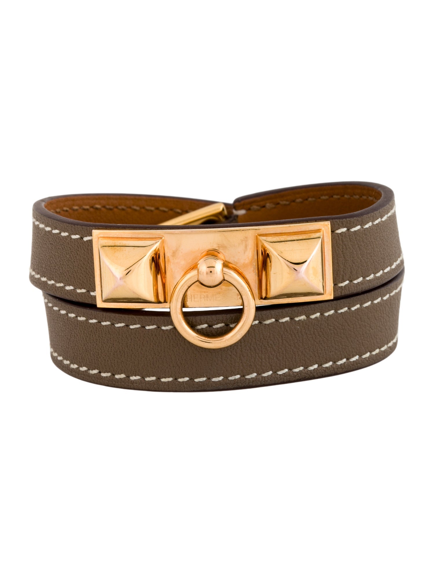 Hermès Leather Rivale Double Tour Wrap Bracelet